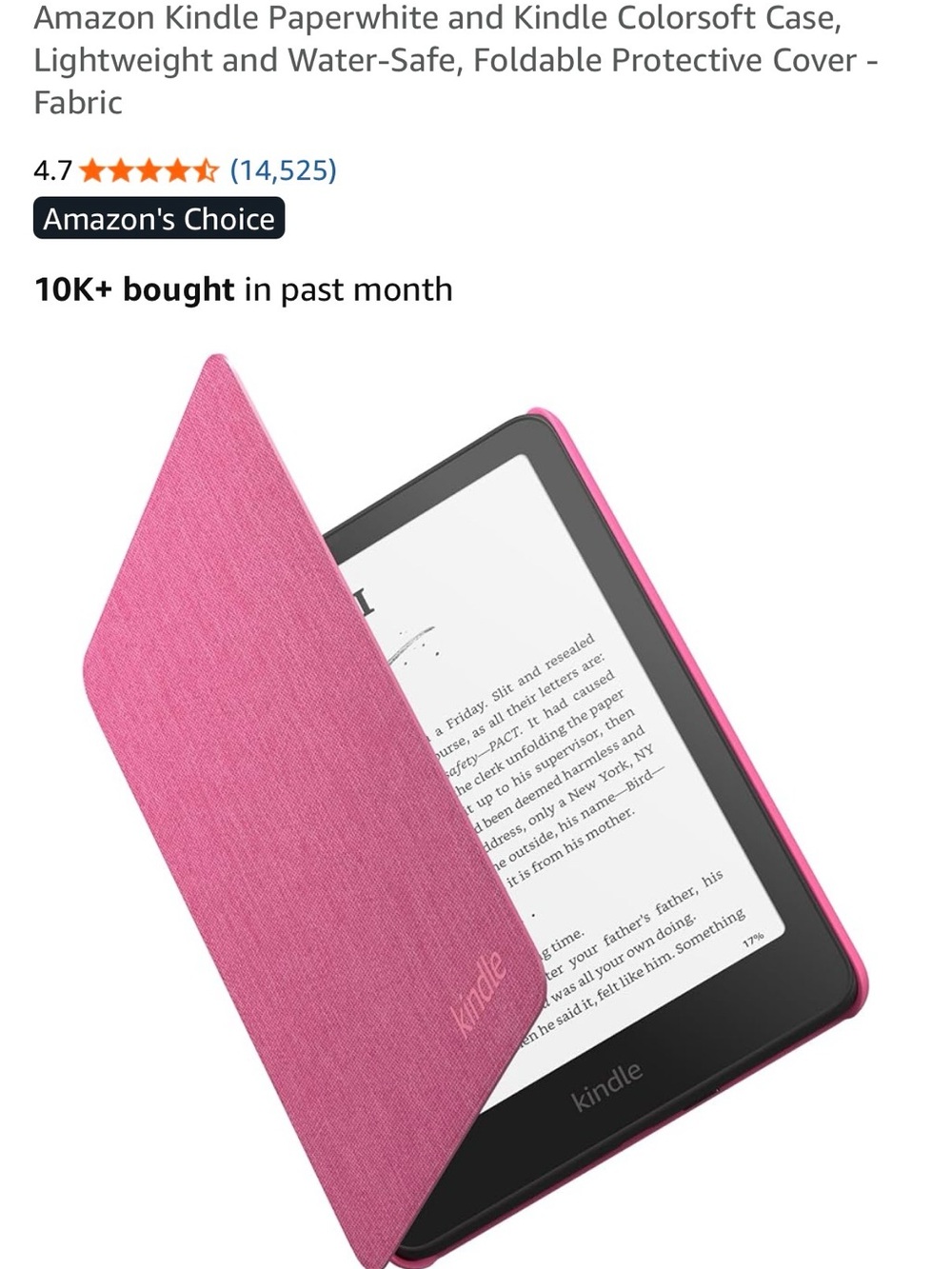 Amazon Kindle Paperwhite and Kindle Colorsoft Case, Lightweight and Water-Safe